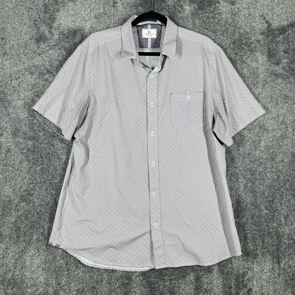 7 Diamonds Shirt Mens XL Blue Short Sleeve Button Up Geometric Stretch Casual